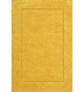 Solid golden yellow hand-tufted wool rug with embossed border